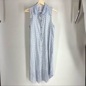 Anthropologie kismet blue and white eyelet stripe shirt dress 4P